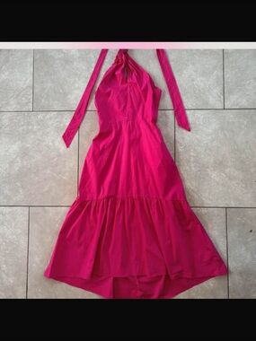 Nine West Hot Pink Halter High-Low Dress